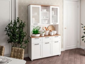 Буфет Катерини (дуб бельмунд/белое дерево) в Новоцелинном - novocelinnoe.mebel-nsk.ru | фото