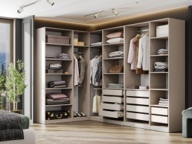 Гардеробная Эккервуд (меланж) в Новоцелинном - novocelinnoe.mebel-nsk.ru | фото