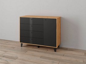 Комод «Катрин-13» ( дуб крафт золотой/карбон вулкан) в Новоцелинном - novocelinnoe.mebel-nsk.ru | фото