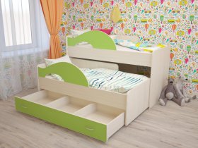 Кровать детская двухуровневая Радуга 80*160 в Новоцелинном - novocelinnoe.mebel-nsk.ru | фото