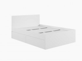 Кровать двуспальная с ящиками 1,4м Мадера-М1400 (белый) в Новоцелинном - novocelinnoe.mebel-nsk.ru | фото