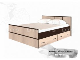 Кровать двуспальная с ящиками 1,4м Сакура (BTS) в Новоцелинном - novocelinnoe.mebel-nsk.ru | фото