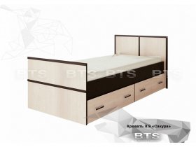 Кровать односпальная с ящиками 0,9м Сакура (BTS) в Новоцелинном - novocelinnoe.mebel-nsk.ru | фото