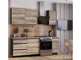 Кухонный гарнитур Энигма 1,6м (венге/дуб каньон) в Новоцелинном - novocelinnoe.mebel-nsk.ru | фото
