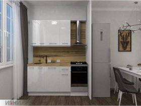 Кухонный гарнитур МДФ Выгодно и точка 1,5 м (белый глянец) в Новоцелинном - novocelinnoe.mebel-nsk.ru | фото