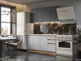 Кухонный гарнитур Ника 1,6 м (графит/серый софт) в Новоцелинном - novocelinnoe.mebel-nsk.ru | фото