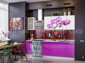 Кухонный гарнитур Орхидея (фиолетовый) в Новоцелинном - novocelinnoe.mebel-nsk.ru | фото