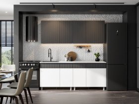 Кухонный гарнитур София (2,0м) (бланж/графит матовый) в Новоцелинном - novocelinnoe.mebel-nsk.ru | фото