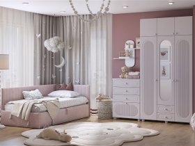 Модульная детская Милана (белое дерево/сакура) в Новоцелинном - novocelinnoe.mebel-nsk.ru | фото
