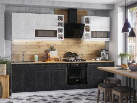 Модульная кухня Бруклин (белый/черный бетон) в Новоцелинном - novocelinnoe.mebel-nsk.ru | фото