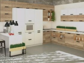 Модульная кухня Фиджи 2,3м (крафт) в Новоцелинном - novocelinnoe.mebel-nsk.ru | фото