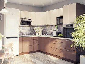 Модульная кухня Классика (ваниль/шоколад) в Новоцелинном - novocelinnoe.mebel-nsk.ru | фото