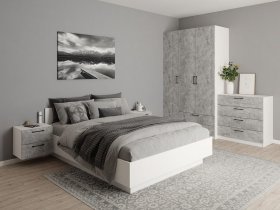 Модульная спальня Гамма (белый/цемент) в Новоцелинном - novocelinnoe.mebel-nsk.ru | фото