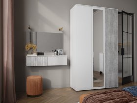 Модульная спальня Ливерпуль (белый/бетон светлый) в Новоцелинном - novocelinnoe.mebel-nsk.ru | фото