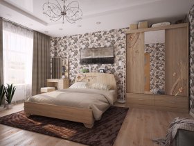 Модульная спальня Виктория-1 (дуб сонома) в Новоцелинном - novocelinnoe.mebel-nsk.ru | фото