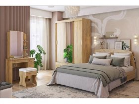 Модульная спальня Виктория-1 (дуб крафт золотой) в Новоцелинном - novocelinnoe.mebel-nsk.ru | фото