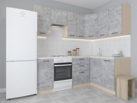 Модульная угловая кухня 1,4м*2,1м Лада (цемент) в Новоцелинном - novocelinnoe.mebel-nsk.ru | фото