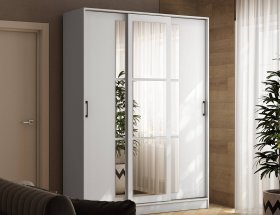 Шкаф-купе 1,6м «Стиль-2» (белый) в Новоцелинном - novocelinnoe.mebel-nsk.ru | фото