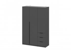 Шкаф трехстворчатый с ящиками ШК-22 (графит) в Новоцелинном - novocelinnoe.mebel-nsk.ru | фото
