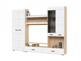 Стенка ГС-01 Либерти (дуб сонома/белый глянец) в Новоцелинном - novocelinnoe.mebel-nsk.ru | фото