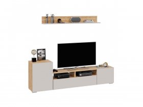 Стенка «Сильвия» (дуб крафт золотой/кашемир) в Новоцелинном - novocelinnoe.mebel-nsk.ru | фото
