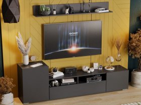 Стенка «Сильвия» (графит серый) в Новоцелинном - novocelinnoe.mebel-nsk.ru | фото