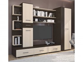 Стенка Верона (дуб венге/дуб молочный) в Новоцелинном - novocelinnoe.mebel-nsk.ru | фото