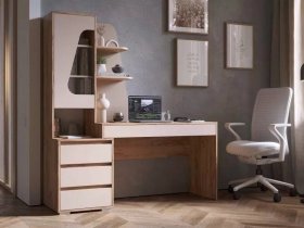 Стол компьютерный Пифагор (дуб вотан/кашемир) в Новоцелинном - novocelinnoe.mebel-nsk.ru | фото