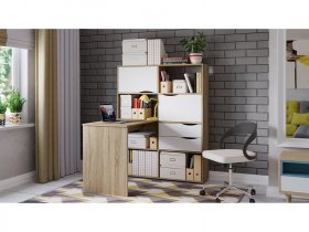 Стол письменный тип 7 (дуб сонома/белый ясень) в Новоцелинном - novocelinnoe.mebel-nsk.ru | фото
