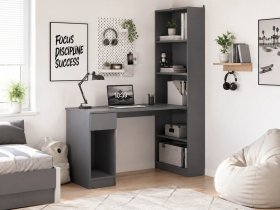 Стол письменный угловой «Лайт» 10.01 (темно-серый) в Новоцелинном - novocelinnoe.mebel-nsk.ru | фото