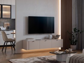Тумба 2 Рич (кашемир/фрапучино матовый/черный) в Новоцелинном - novocelinnoe.mebel-nsk.ru | фото